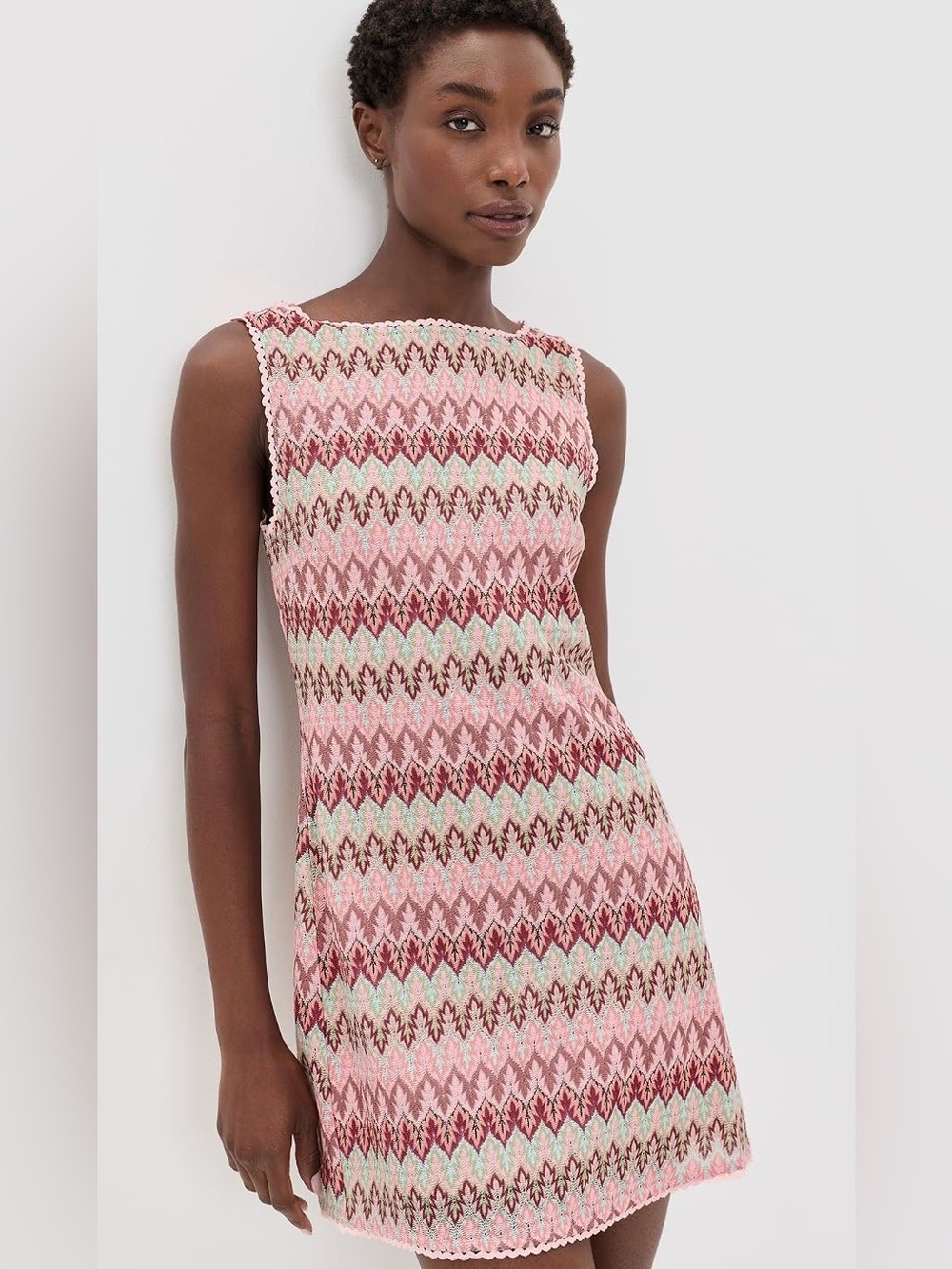 Hill House Pink Multicolor Zigzag Knit Sheath Dress